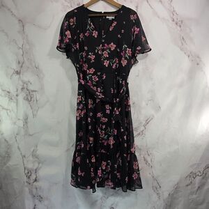 Calvin Klein Black Dress with Pink Floral Print